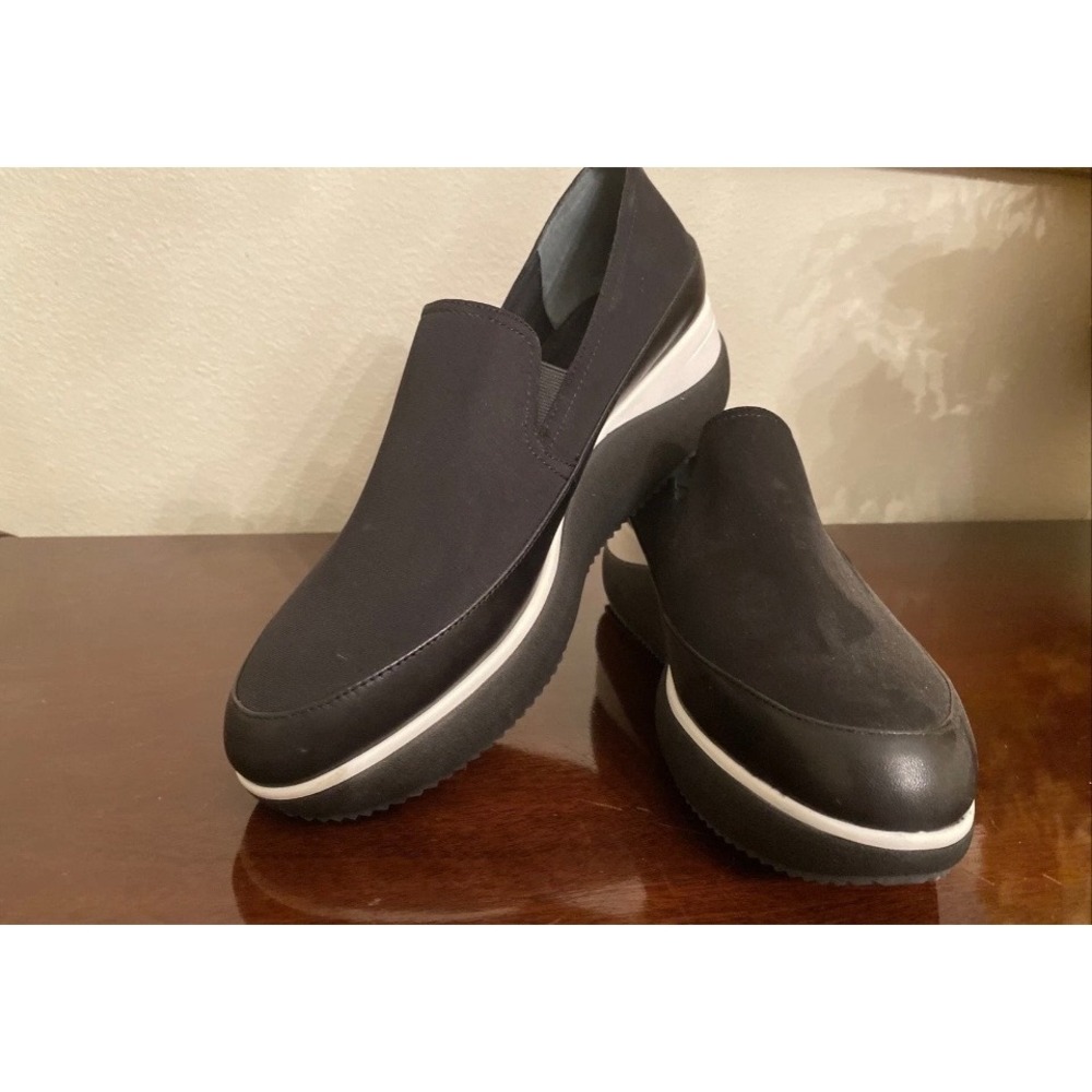 Donald Pliner Lizzee Black Stretch Fabric Platform Slip On Sneakers Womens 7M